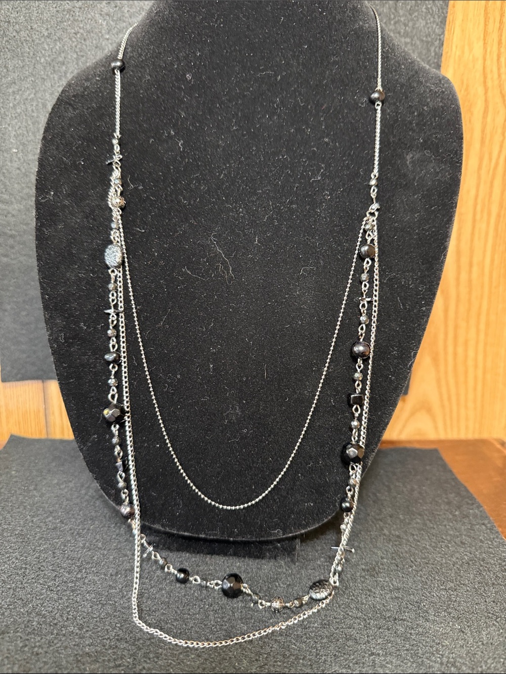 Multi-Strand Black Beaded Women’s Necklace